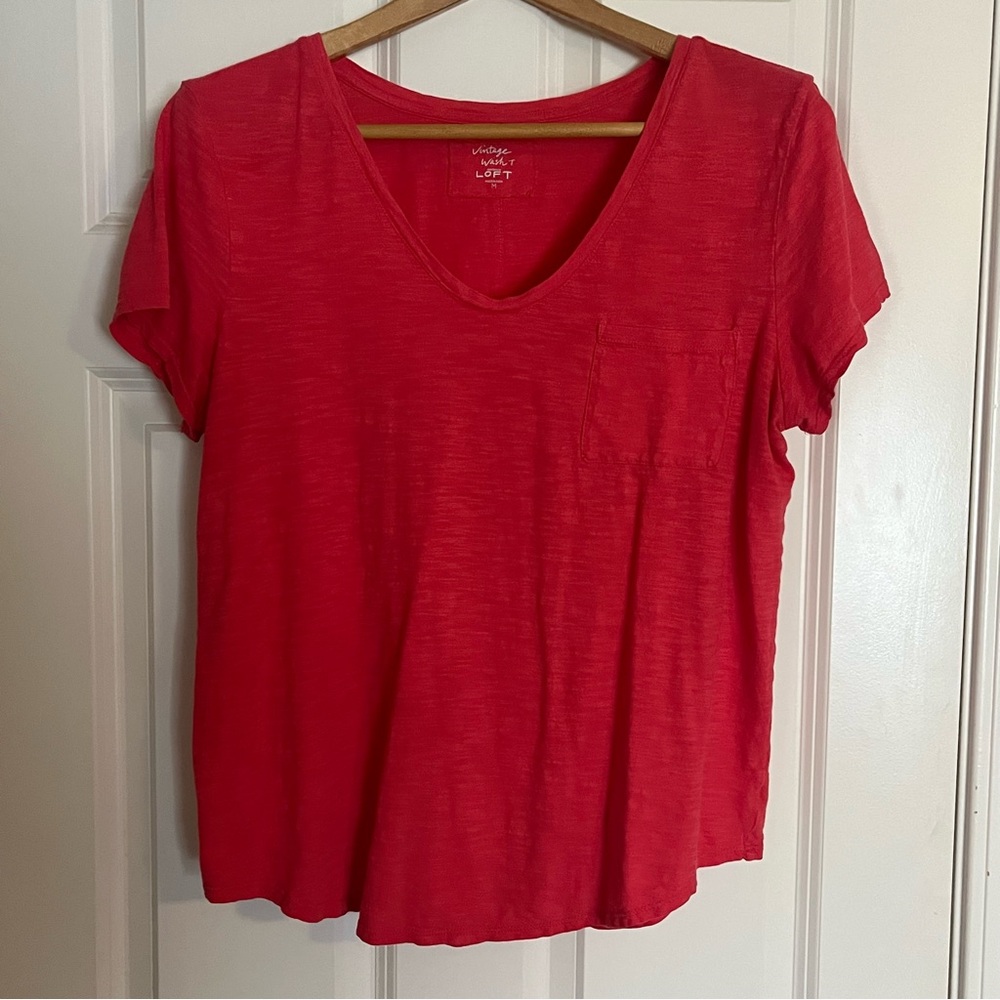 Loft Women's Pink V-Neck Top